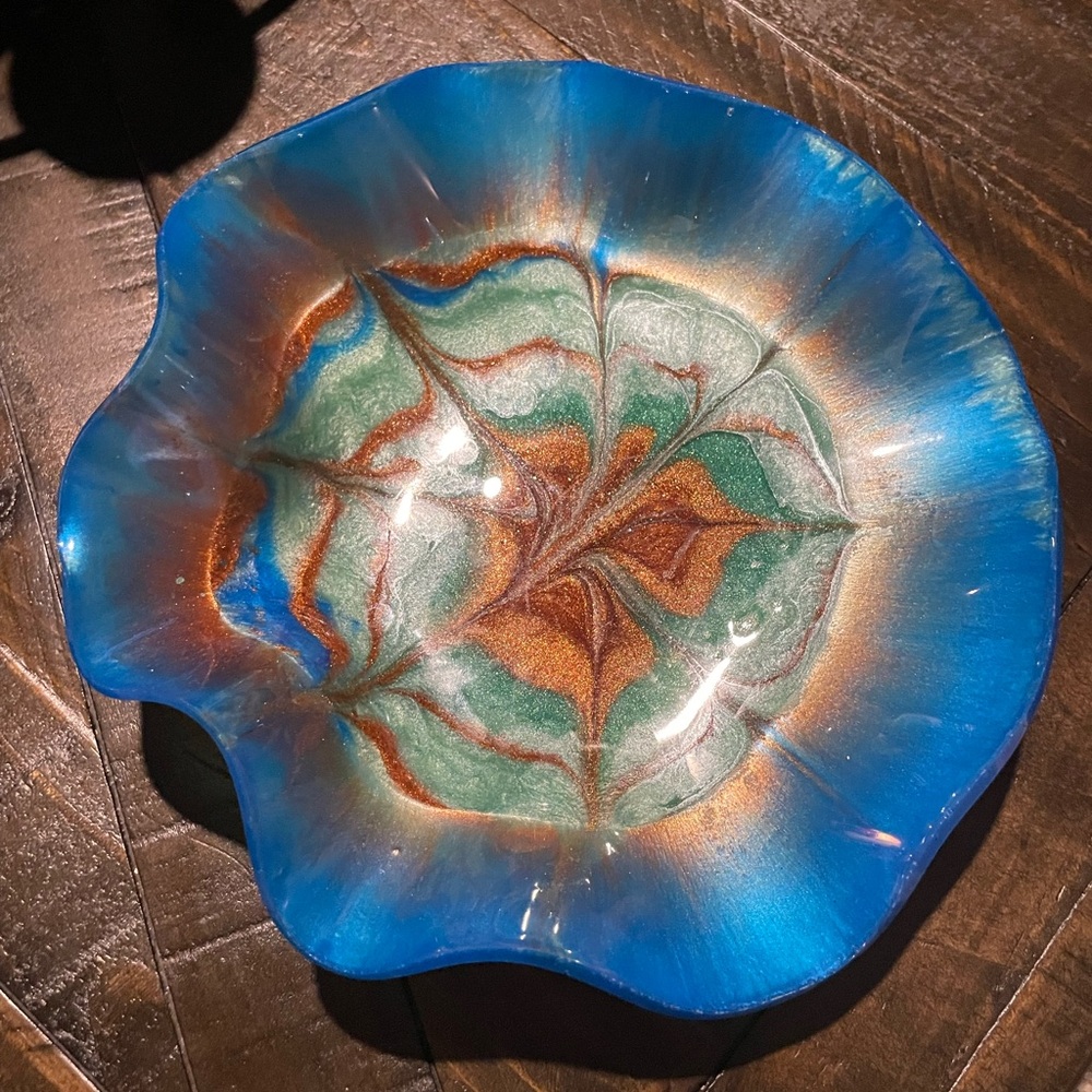 Artistic Blue and Green epoxy Bowl
